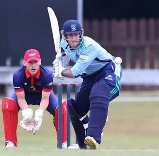 Marc Ellison batting against Waringstown, The Lawn, June 2023, Cricket Europe