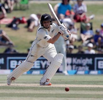 BJ Watling drives against England at Mount Maunganui