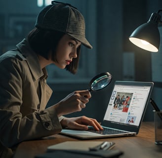 mujer investigando proveedor de eventos