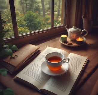 a cup of coffee next to a loaf of bread