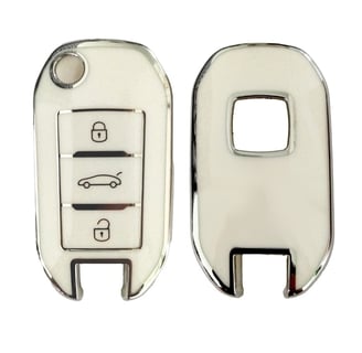 witte glanzende autosleutelcover voor Citroen
