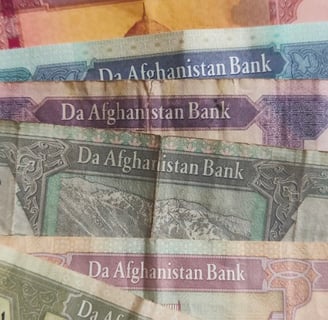 Afghani notes in different denominations