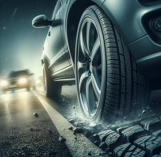 Car driving smoothly on the road, showing tire wear benefits.
