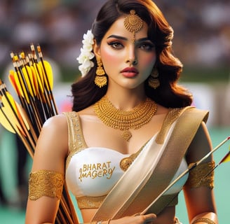 a woman in a costume with arrows and arrows