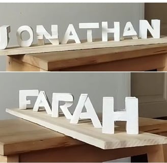 ambigramme 3D en bois 2 prénoms