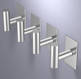 a set of three metal hooks with a metal hook