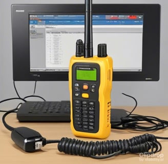 a yellow and black digital radio programming by PC