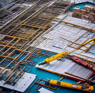 Construction drawing with measuring tool