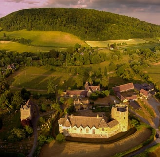 Stokesay Castle - drone photography by www.dronerangers.co.uk