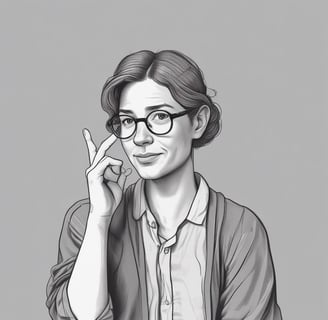 a woman with glasses and a shirt on
