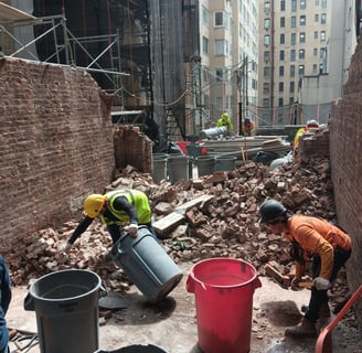 Andrew Horan overseeing clean demolition site in NYC, symbolizing leadership and trust at Alba Servi