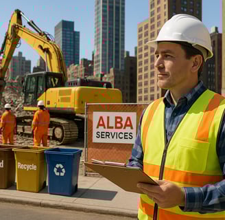 Andrew Horan at NYC jobsite with crew, demonstrating ethical demolition standards through leadership