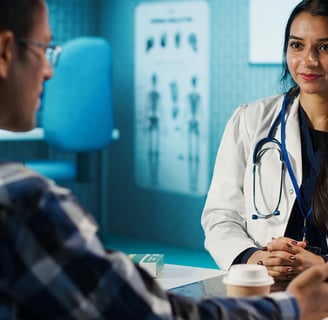 Medical expert patient discussing results