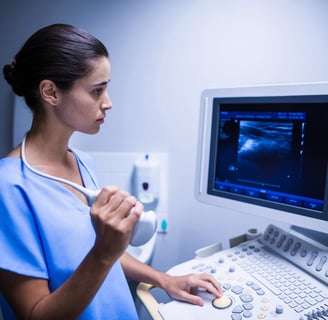 Nurse using ultrasonic device