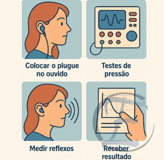exame rápido e indolor que avalia a integridade da orelha média, timpano e cadeia ossicular