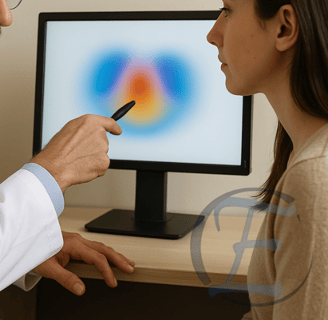 a doctor examining a patient's eye