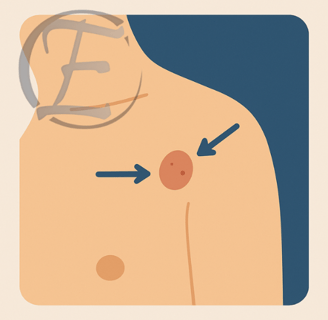 Ilustração explicativa de lesão cutânea estética com indicação de retirada.