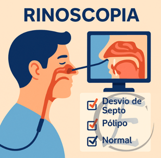 exame endoscópico que permite visualizar as cavidades nasais, cornetos e septo com clareza