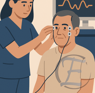 a nurse is checking a patient's earphones