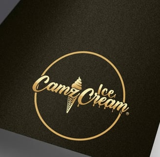 Camz Ice Cream Logo on black background