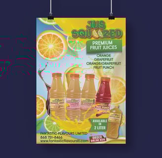 A poster for fresh Juices