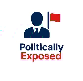 a man in a suit and tie with a red flag
