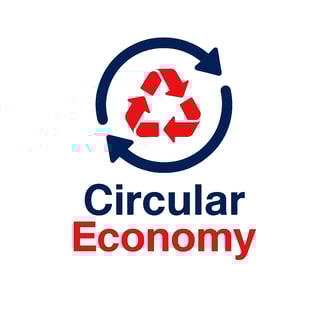 a circular shaped circular logo with a recycling bin
