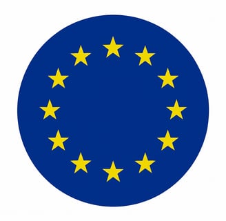 a circular blue and yellow flag with stars