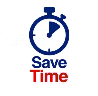 a stopwatching clock with the words save time
