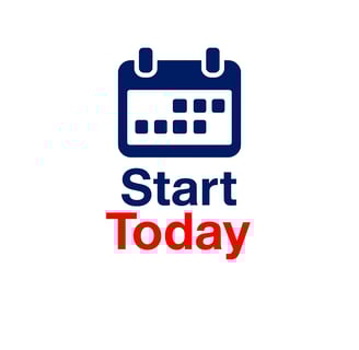 a clock with the words start today