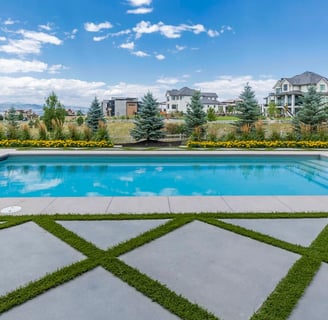 Bright California-style backyard featuring custom-built luxury pool
