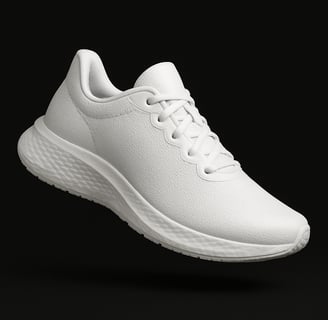 a white shoe with a white shoelaced shoelaced on it
