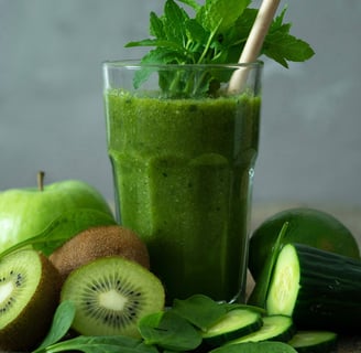 glass of kiwi fruit and whey smoothie