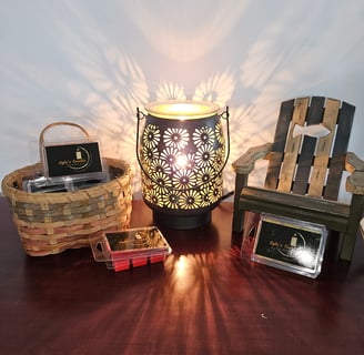 a table with a candle and a candlelight