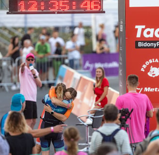 enduranceID with Ignas and Dasha on the Ironman finish line  