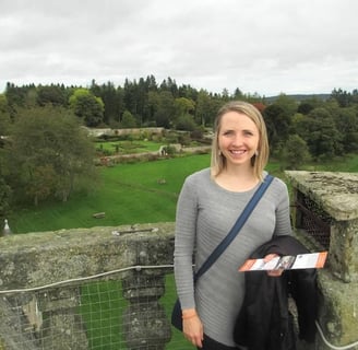 Jessica atop Castle Fraser