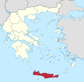 Crete island on a map of greece