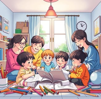 Criança colorindo livro infantil.