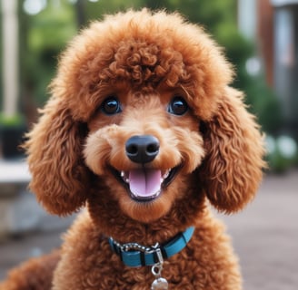 A close-up portrait of a Cavalier King Charles Spaniel with soft brown and white fur, gazing attentively with big, expressive eyes against a green background.