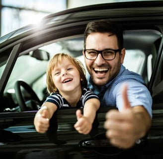  Happy customer because he just ordered a car on lease.
