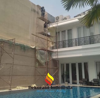 Jasa Cat Tekstur Dinding Villa