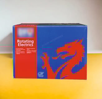 Corrugated folding carton for Rotating Electrics