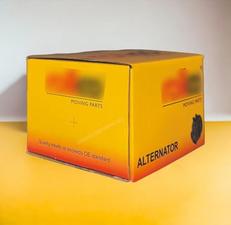 Corrugated folding carton for Alternator