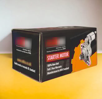 Corrugated folding carton for starter motor