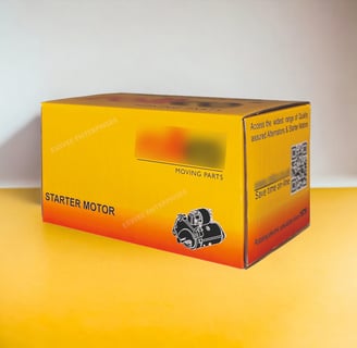 Corrugated folding carton for starter motor