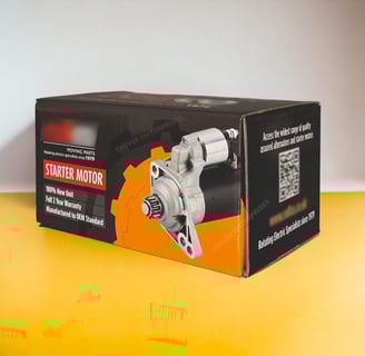 Corrugated folding carton for starter motor