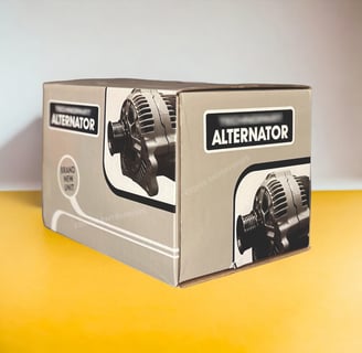 Corrugated folding carton for Alternator