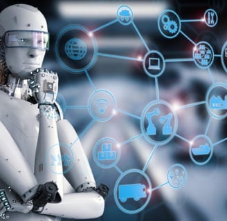a robot - like robot with a robot in the background