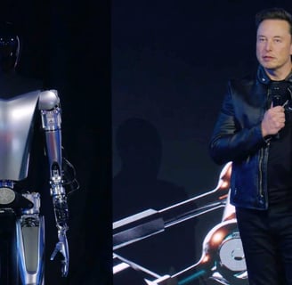 a man in a leather jacket and a robot suit