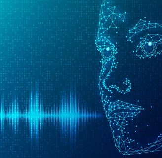 a face of a human head with a digital interface